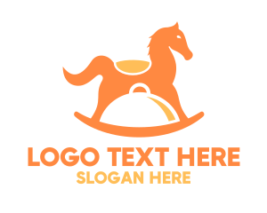 Horse - Orange Horse Ride Toy Cloche logo design