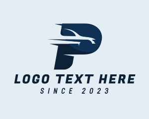 Courier Service - Race Car Express Letter P logo design