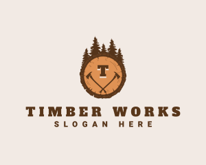 Lumberjack Wood Axe logo design