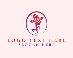Red Floral Rose logo design