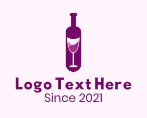 Purple Wine - Purple Liquor Bottle Glass logo design