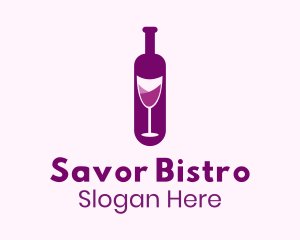 Purple Liquor Bottle Glass Logo