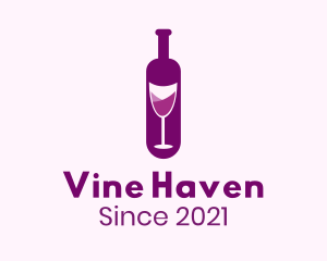 Purple Liquor Bottle Glass logo design