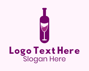 Purple Liquor Bottle Glass Logo