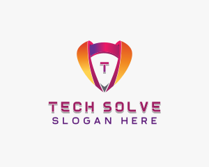 Cybersecurity Tech Shield logo design