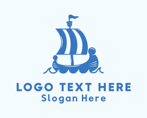 Ship - Ancient Viking Ship logo design