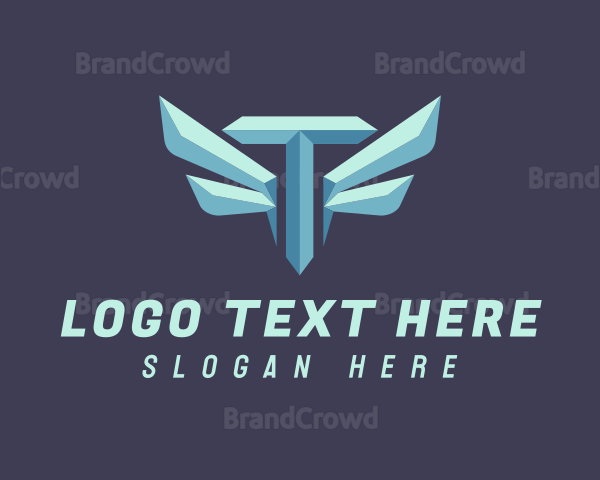 Metallic Wing Letter T Logo