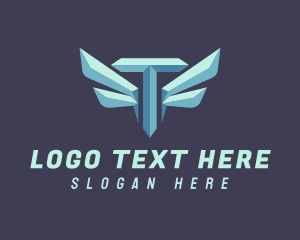 Metallic Wing Letter T logo design