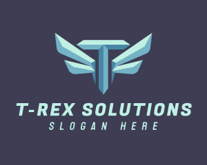 Metallic Wing Letter T logo design