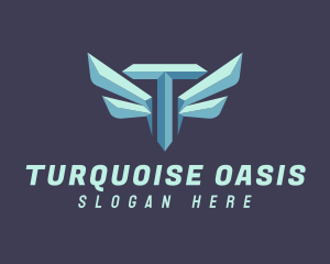 Metallic Wing Letter T logo design