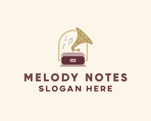 Notes - Gramophone Music Phonograph logo design