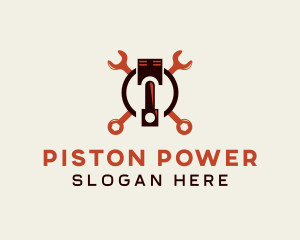 Piston - Mechanic Piston Wrench logo design