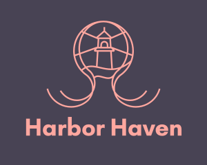 Harbor - Pink Octopus Lighthouse logo design