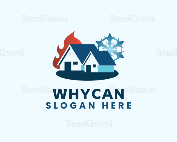 House Snowflake Flame Logo