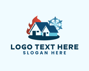 Cold - House Snowflake Flame logo design