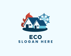 House Snowflake Flame Logo