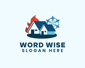 House Snowflake Flame Logo