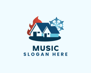 House Snowflake Flame Logo