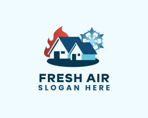 House Snowflake Flame logo design