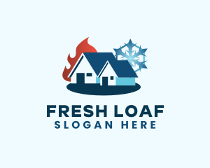 Thermostat - House Snowflake Flame logo design