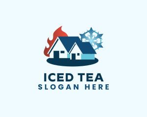 House Snowflake Flame logo design