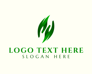 Massage - Eco Hand Leaves logo design