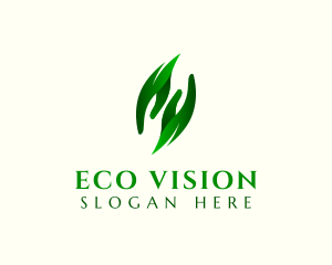 Eco Hand Leaves logo design