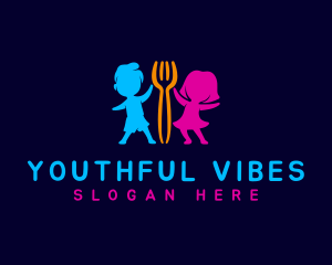 Youth - Boy Girl Fork logo design