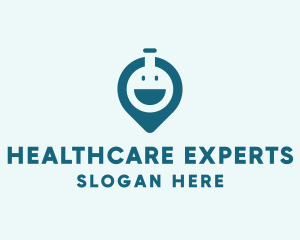 Flask Healthcare Pin logo design