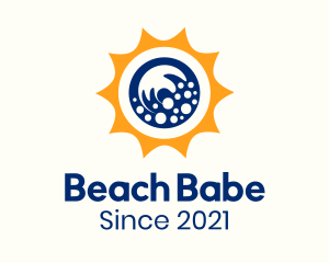 Sun Beach Waves  logo design