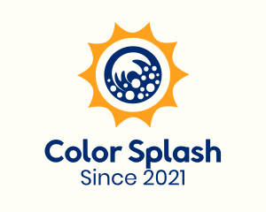 Sun Beach Waves  logo design