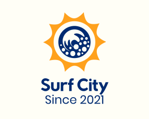 Sun Beach Waves  logo design