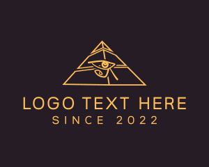 Mythological - Golden Pyramid Eye logo design