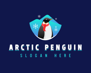 Snow Penguin Animal logo design