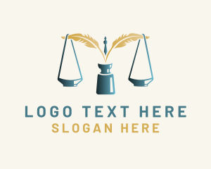 Notary - Feather Ink Scale logo design