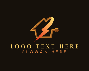 Sustainable - Plug Lightning Bolt House logo design