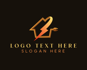 Plug Lightning Bolt House logo design