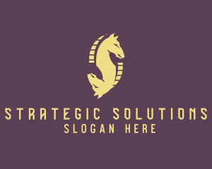 Strategy - Equine Horse Knight Chess logo design