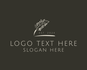 Fountain Pen - Scibble Feather Pen logo design