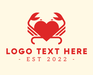 Sea Animal - Red Love Heart Crab logo design