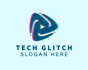 Glitch Music Play Button logo design