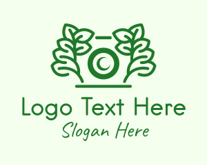 Photo Studio - Green Camera Leaf logo design