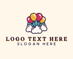 Birthday Hat - Clouds Party Balloon logo design