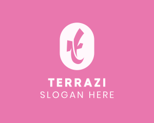 Pink Feminine Letter T logo design