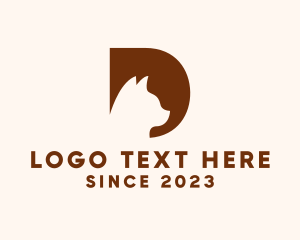 Kennel - Brown Cat Letter D logo design