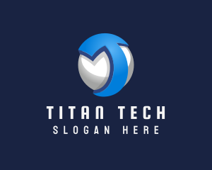 3D Tech Sphere Letter T logo design