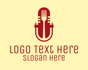 Broadcast - Fork Microphone Talk Show logo design