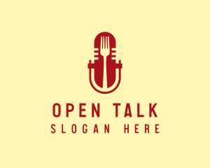 Fork Microphone Talk Show  logo design