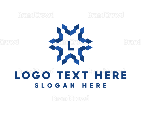 Geometric Snowflake Technology Logo