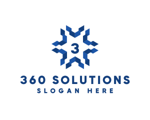 Geometric Snowflake Technology logo design